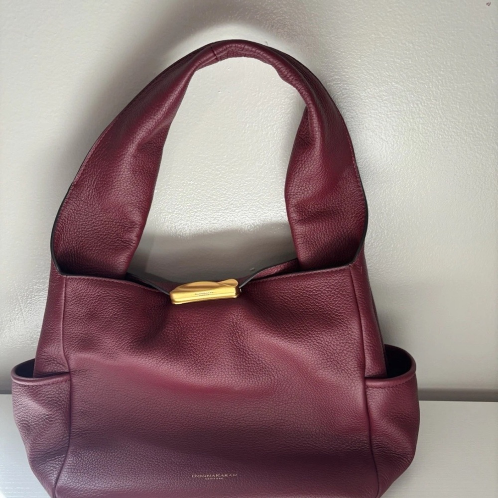 Donna Karan Red Leather Shoulder Bag with Elegant Design